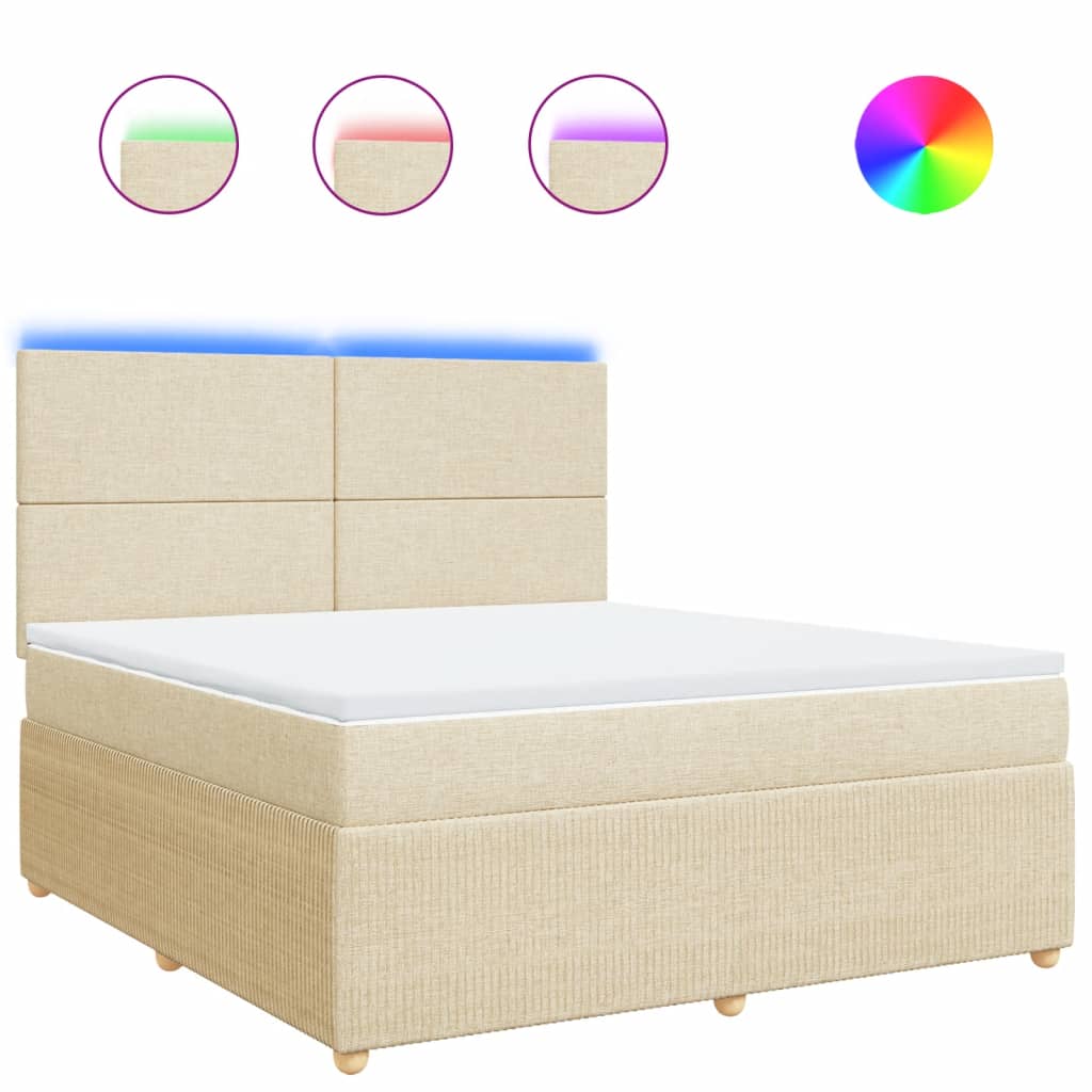 vidaXL Cama box spring con colchón tela color crema 180x200 cm