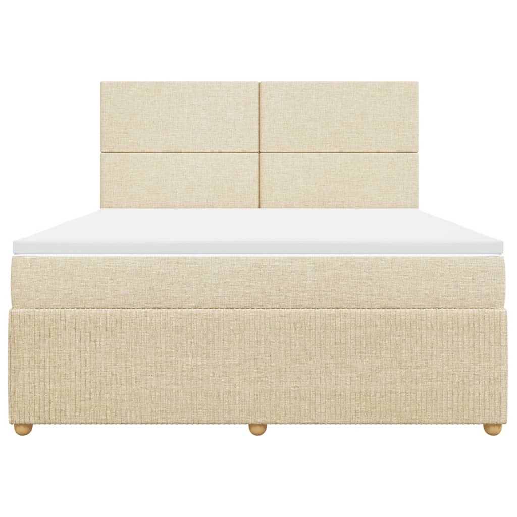 vidaXL Cama box spring con colchón tela color crema 180x200 cm