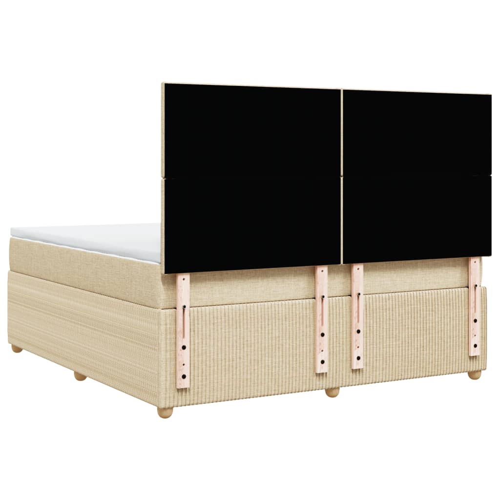 vidaXL Cama box spring con colchón tela color crema 180x200 cm