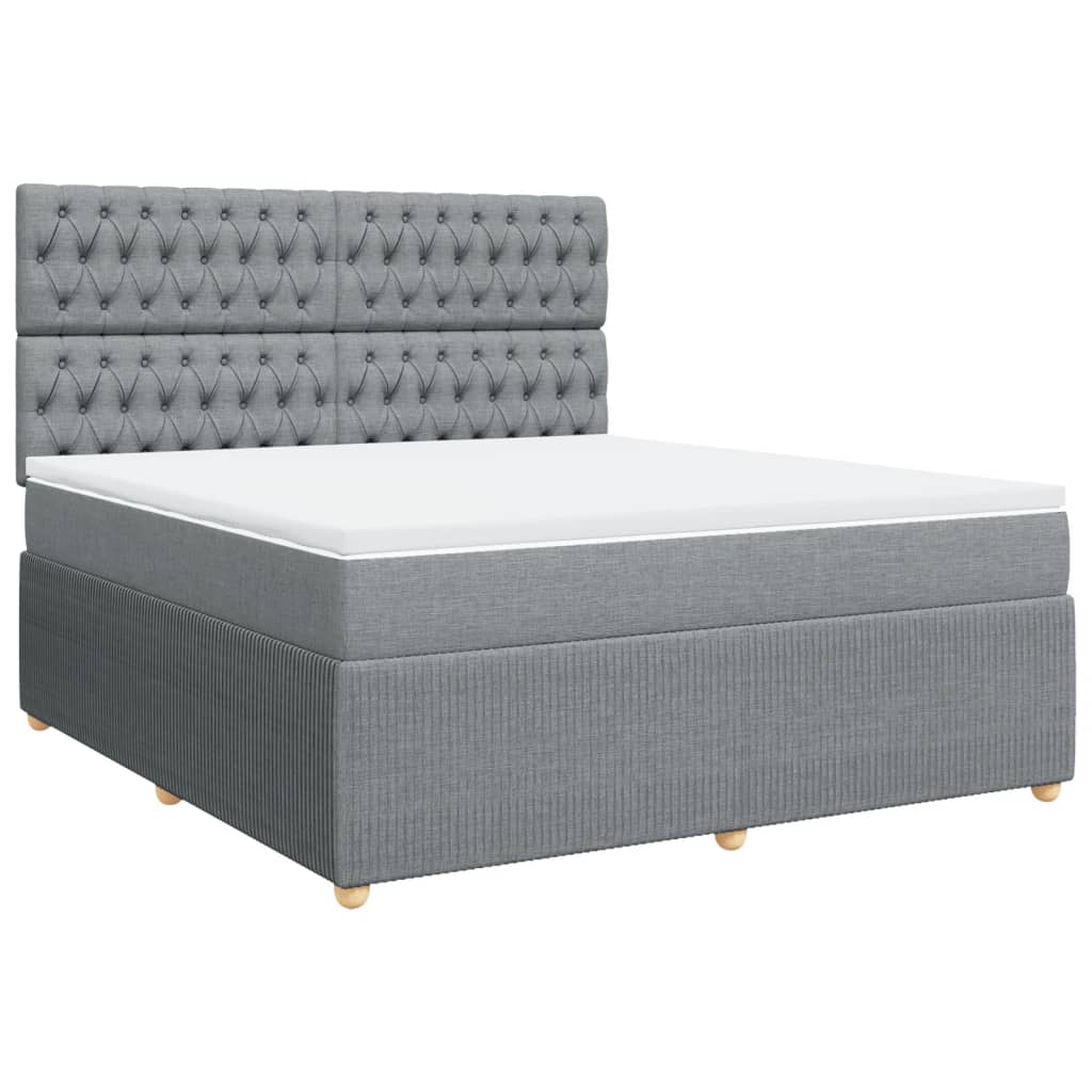 vidaXL Cama box spring con colchón tela gris claro 180x200 cm