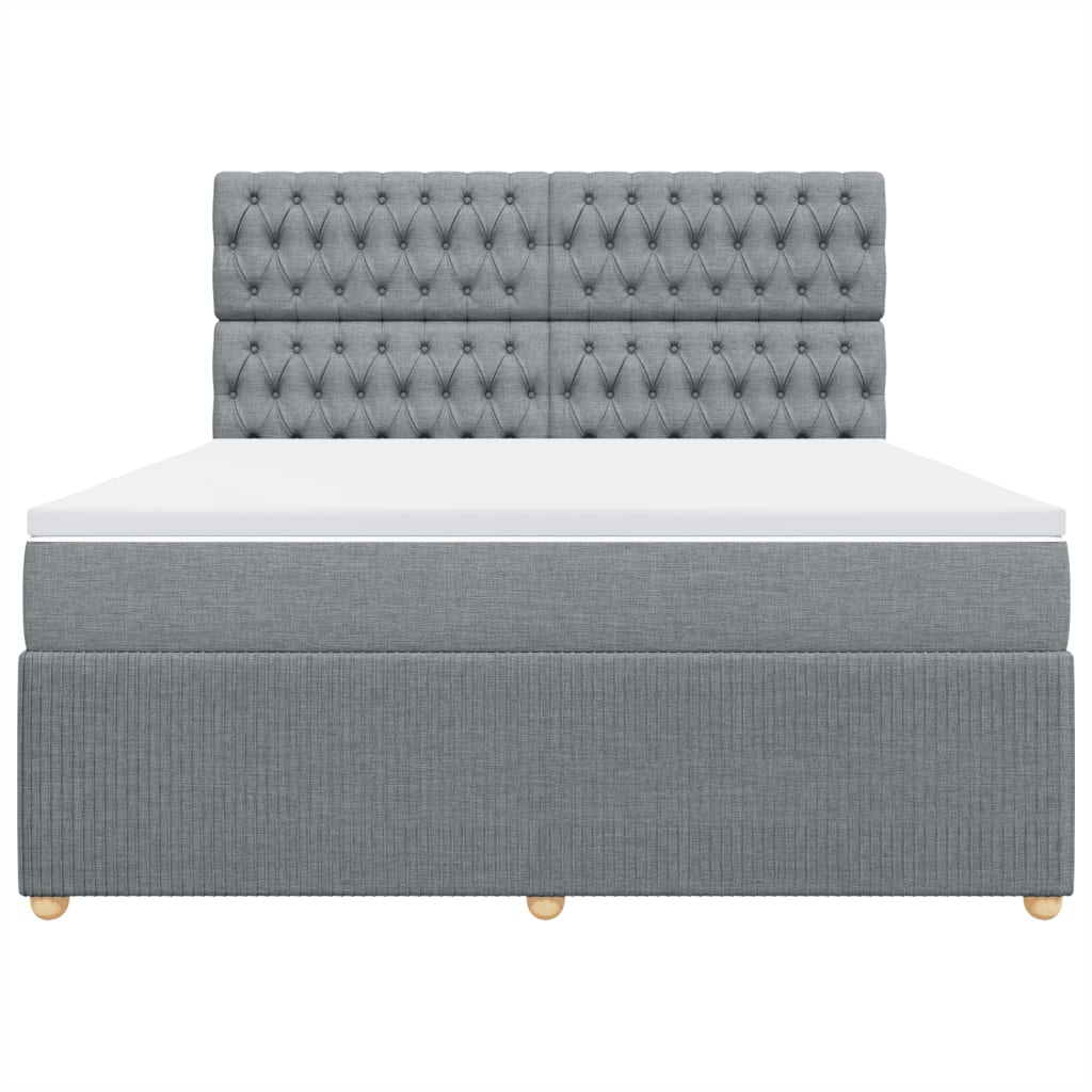 vidaXL Cama box spring con colchón tela gris claro 180x200 cm