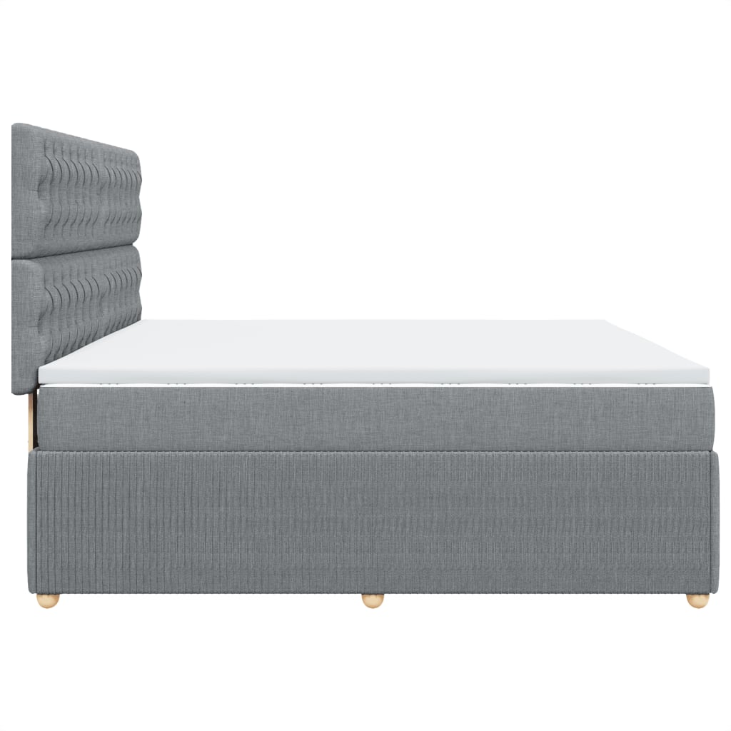 vidaXL Cama box spring con colchón tela gris claro 180x200 cm