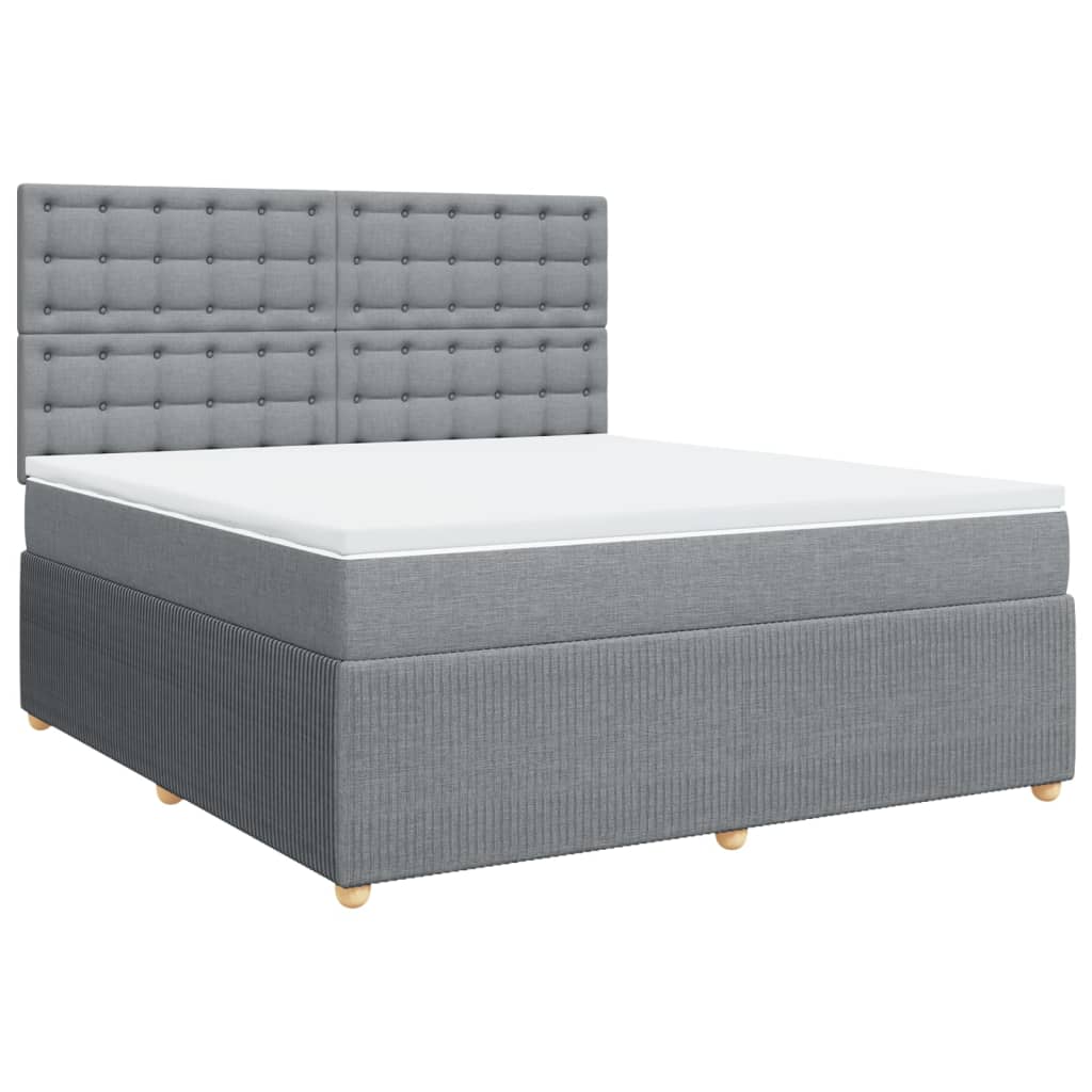 vidaXL Cama box spring con colchón tela gris claro 180x200 cm