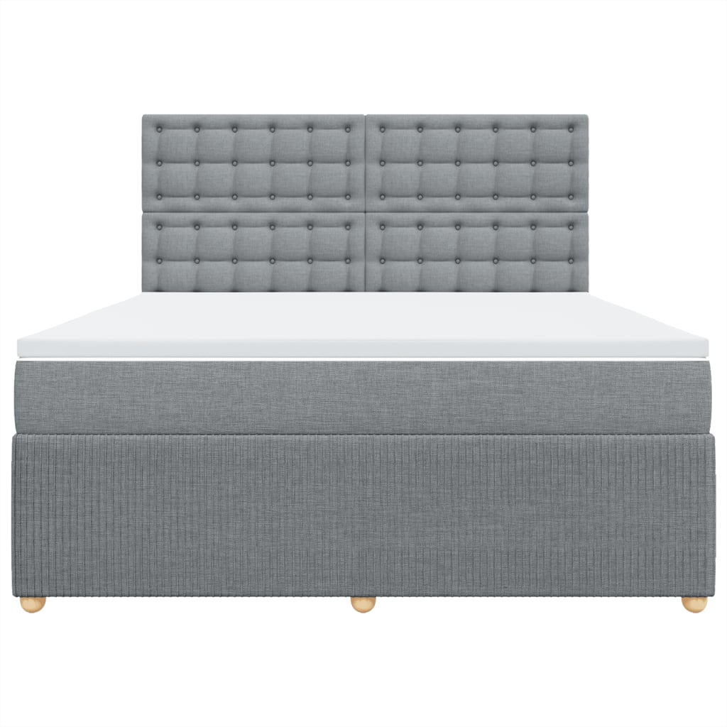 vidaXL Cama box spring con colchón tela gris claro 180x200 cm