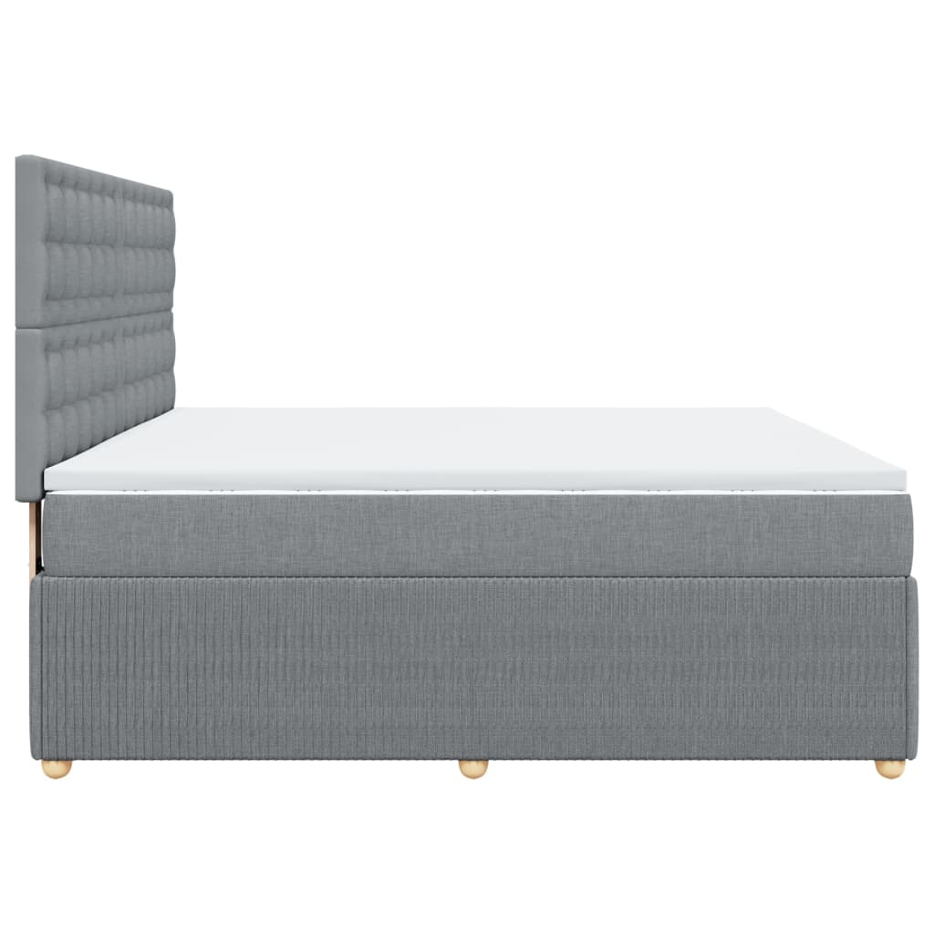 vidaXL Cama box spring con colchón tela gris claro 180x200 cm