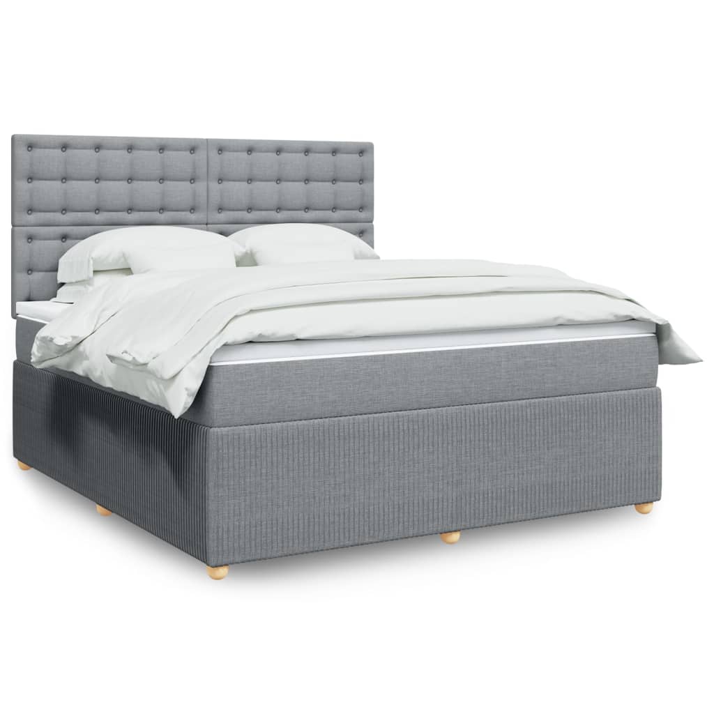 vidaXL Cama box spring con colchón tela gris claro 180x200 cm