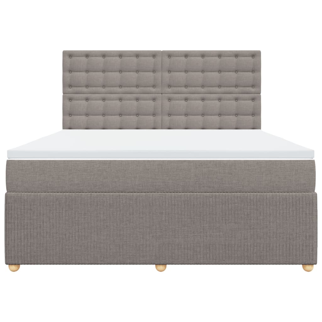 vidaXL Cama box spring con colchón tela gris taupe 180x200 cm