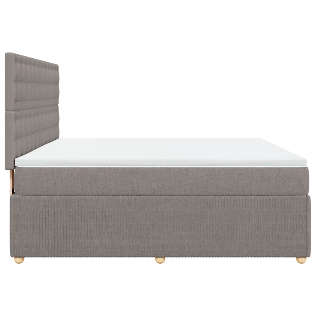 vidaXL Cama box spring con colchón tela gris taupe 180x200 cm