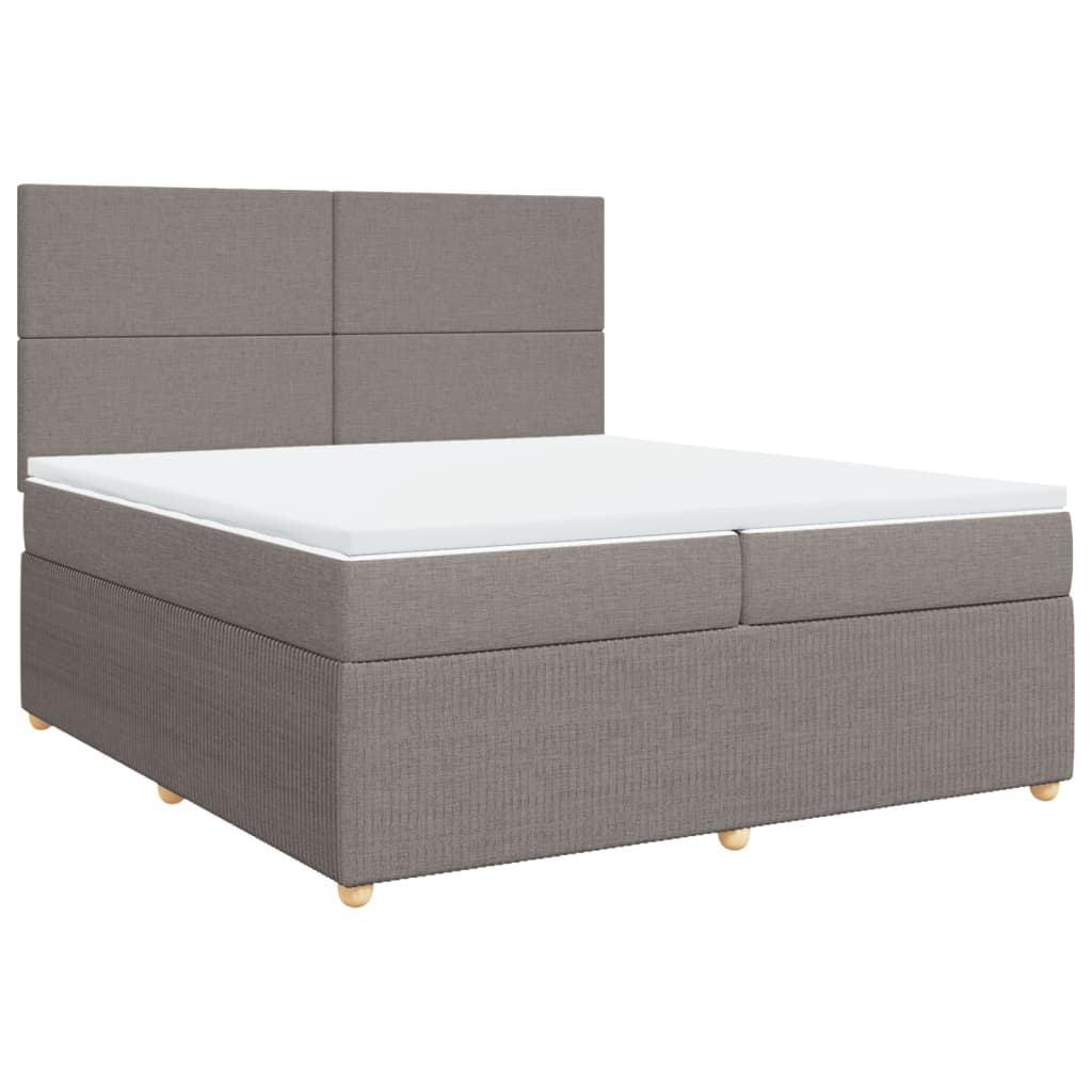 vidaXL Cama box spring con colchón tela gris taupe 200x200 cm