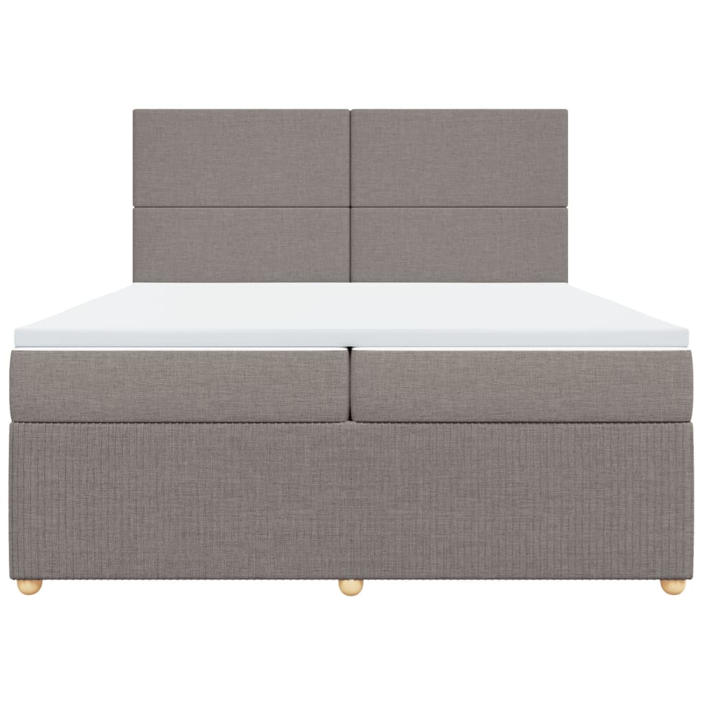 vidaXL Cama box spring con colchón tela gris taupe 200x200 cm