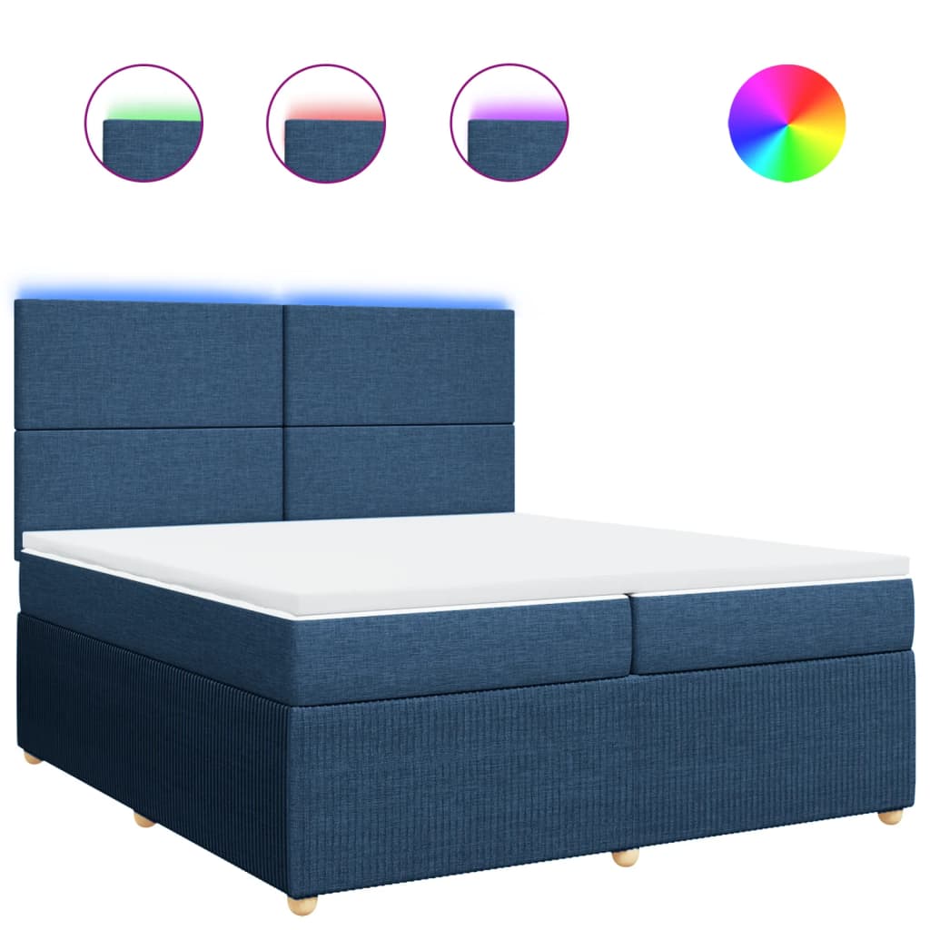 vidaXL Cama box spring con colchón tela azul 200x200 cm