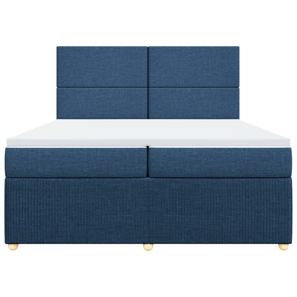 vidaXL Cama box spring con colchón tela azul 200x200 cm