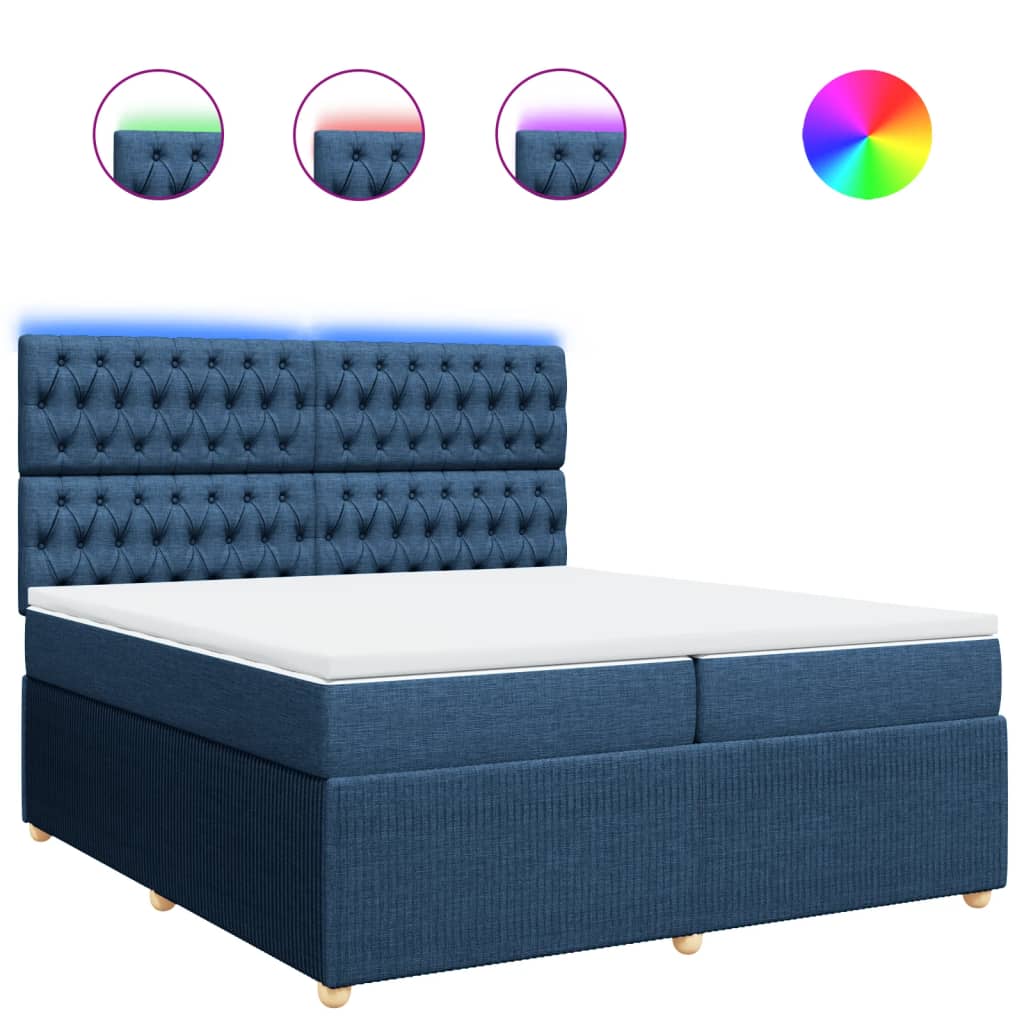 vidaXL Cama box spring con colchón tela azul 200x200 cm