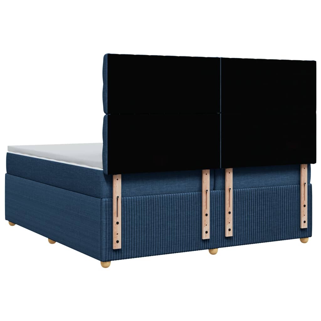 vidaXL Cama box spring con colchón tela azul 200x200 cm