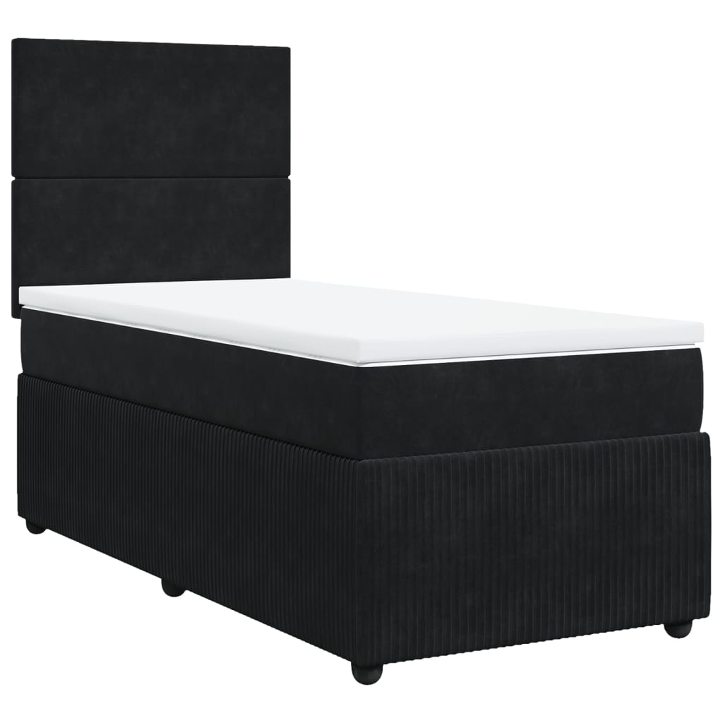 vidaXL Cama box spring con colchón terciopelo negro 80x200 cm