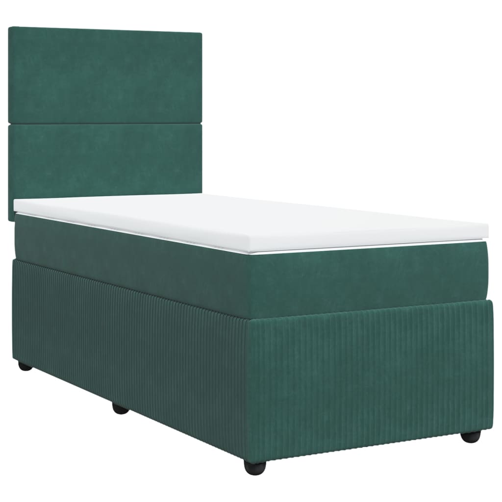 vidaXL Cama box spring con colchón terciopelo verde oscuro 80x200 cm