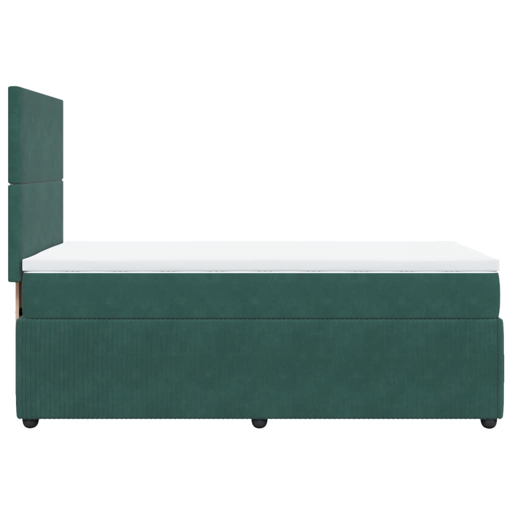 vidaXL Cama box spring con colchón terciopelo verde oscuro 80x200 cm