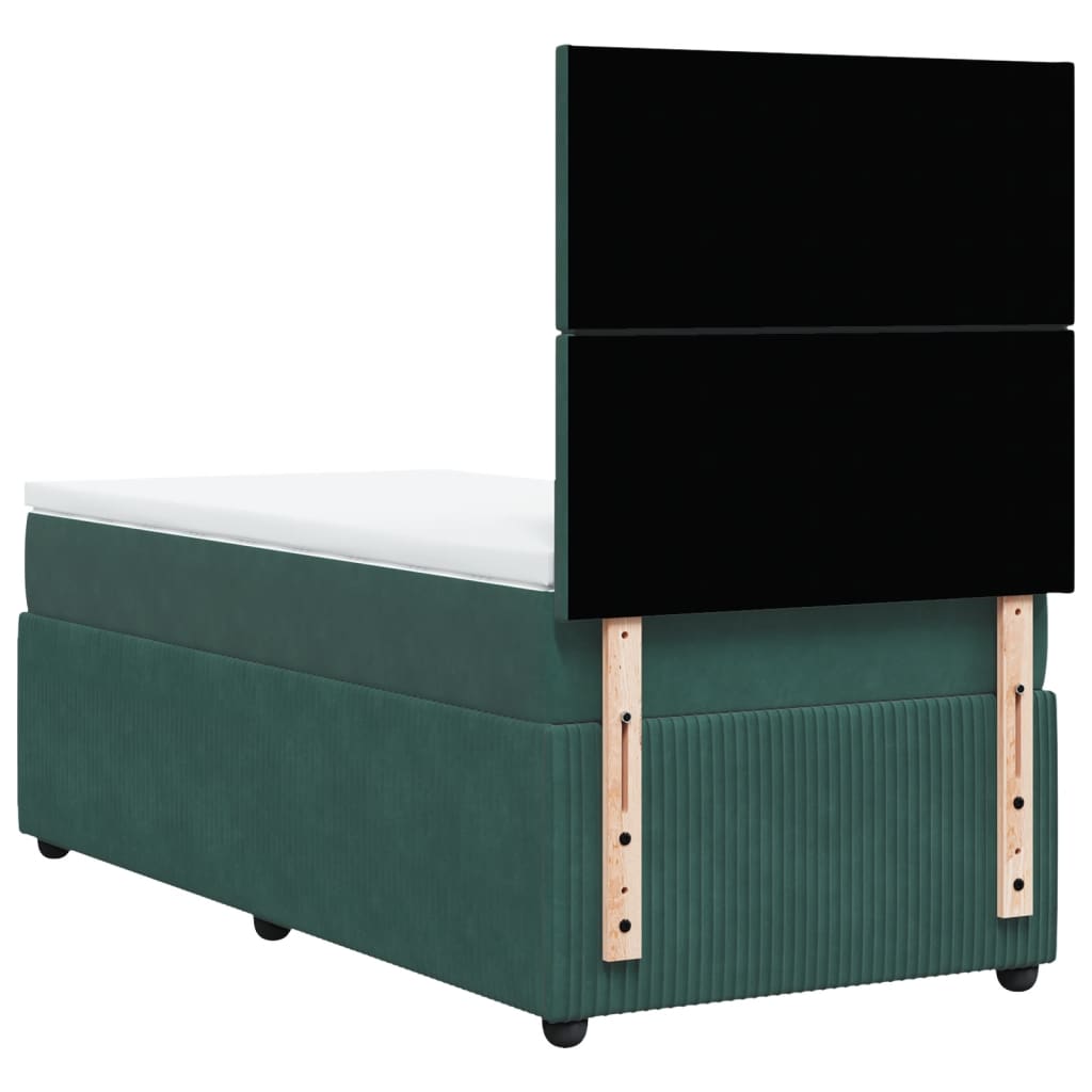 vidaXL Cama box spring con colchón terciopelo verde oscuro 80x200 cm