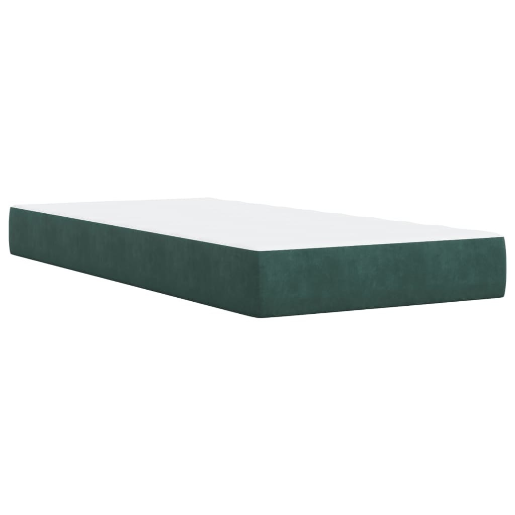 vidaXL Cama box spring con colchón terciopelo verde oscuro 80x200 cm