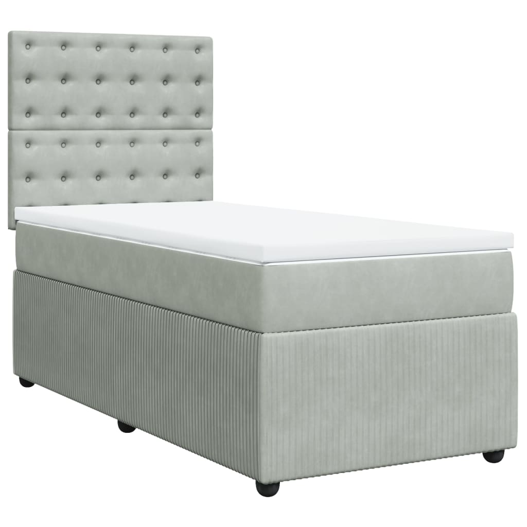 vidaXL Cama box spring con colchón terciopelo gris claro 80x200 cm