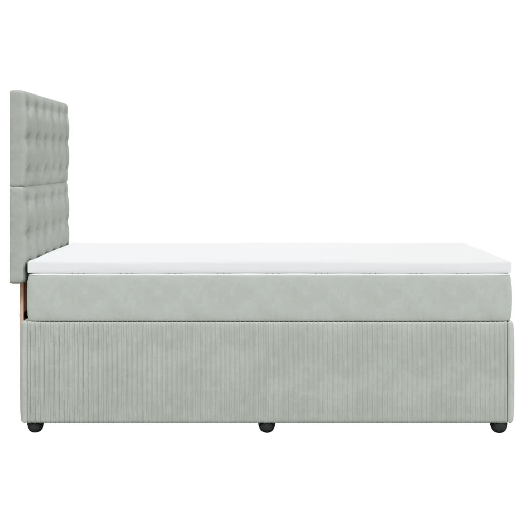 vidaXL Cama box spring con colchón terciopelo gris claro 80x200 cm