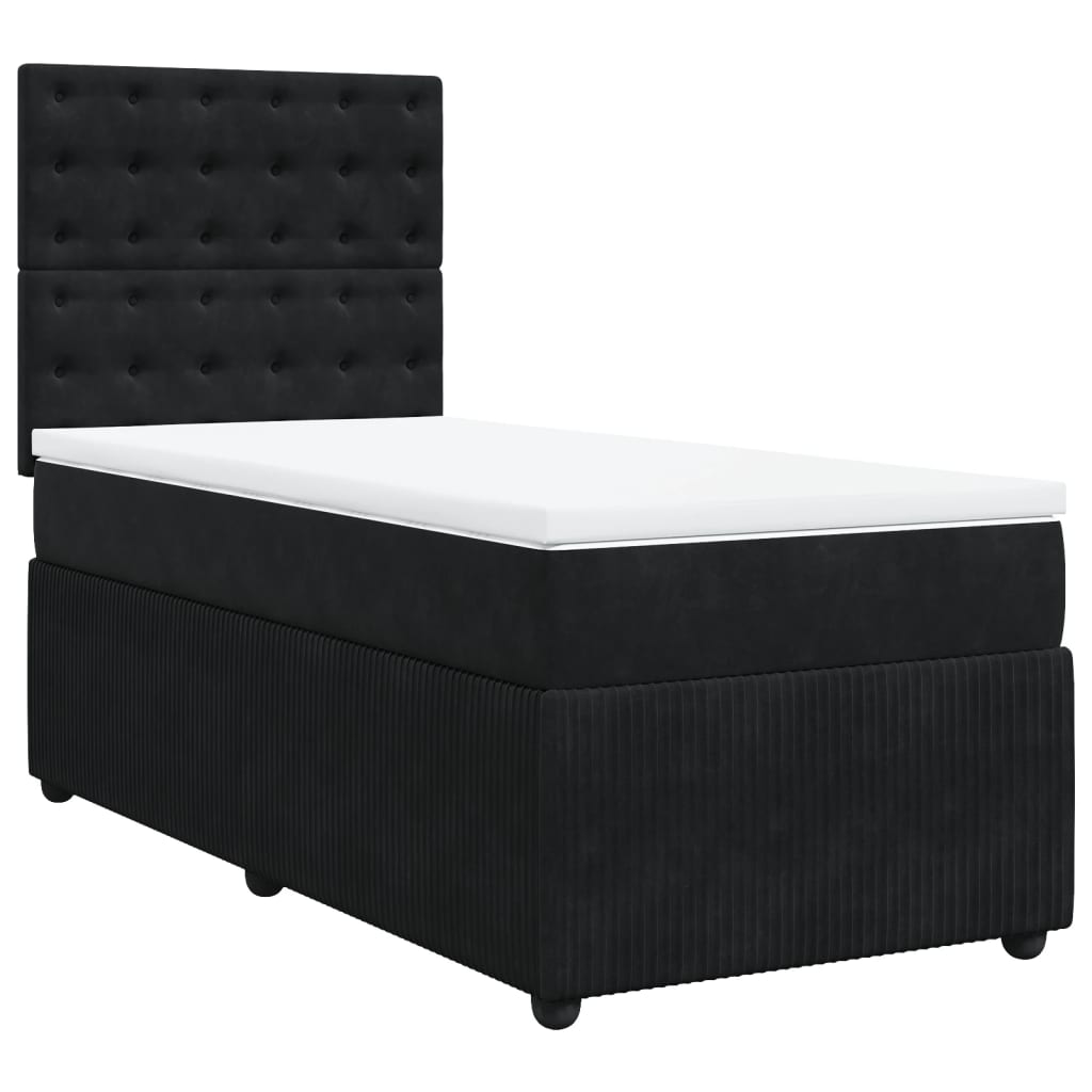 vidaXL Cama box spring con colchón terciopelo negro 80x200 cm