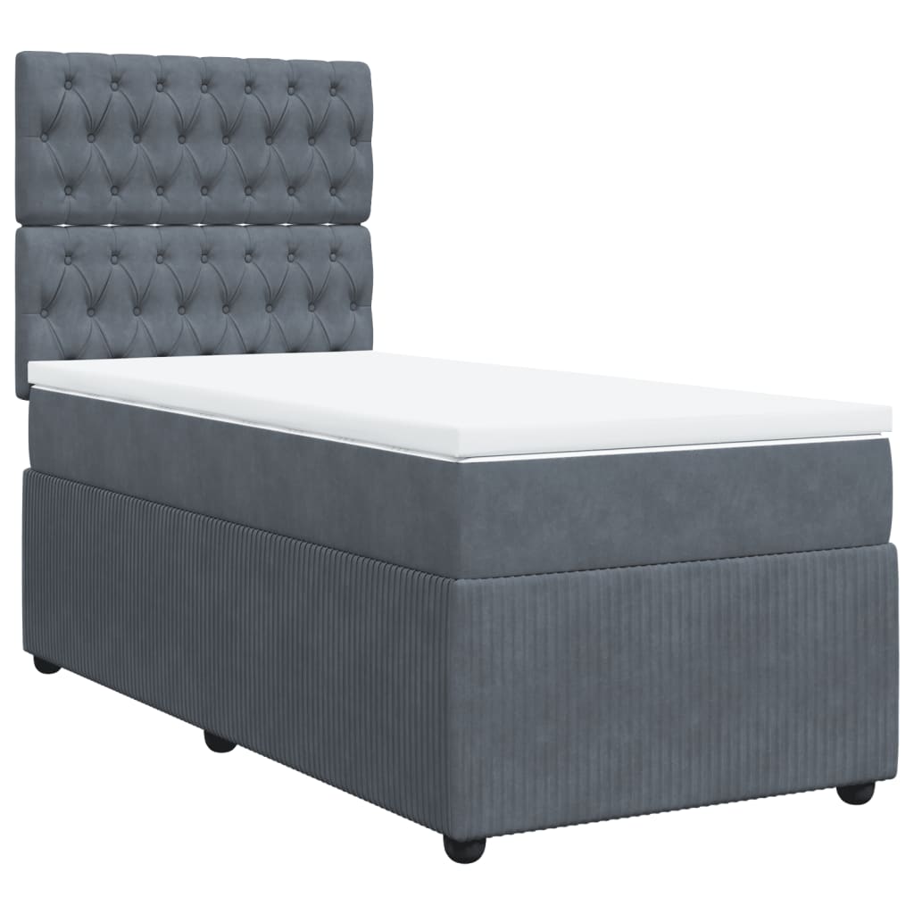 vidaXL Cama box spring con colchón terciopelo gris oscuro 90x200 cm