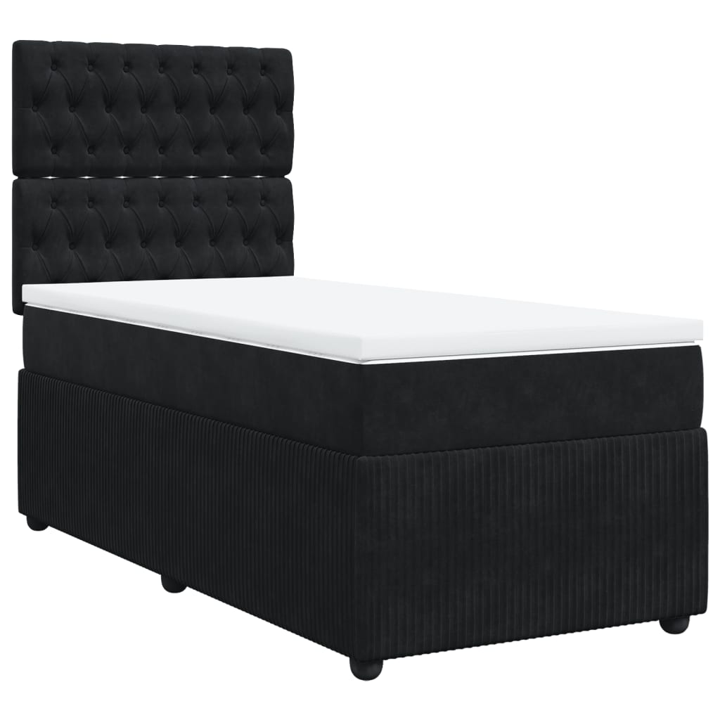 vidaXL Cama box spring con colchón terciopelo negro 90x200 cm