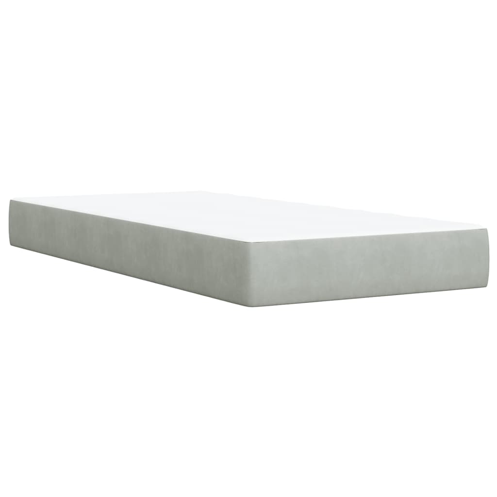 vidaXL Cama box spring con colchón terciopelo gris claro 90x190 cm