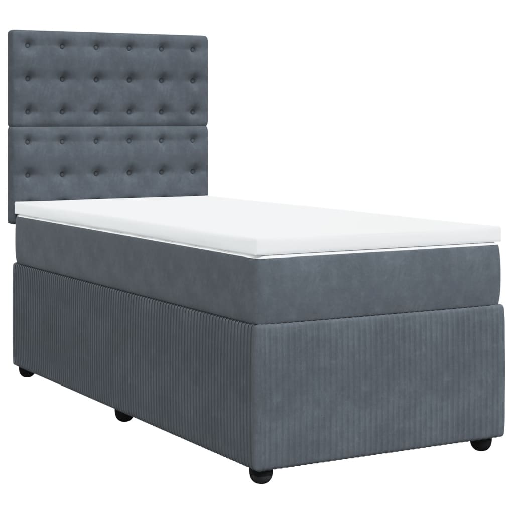 vidaXL Cama box spring con colchón terciopelo gris oscuro 90x200 cm