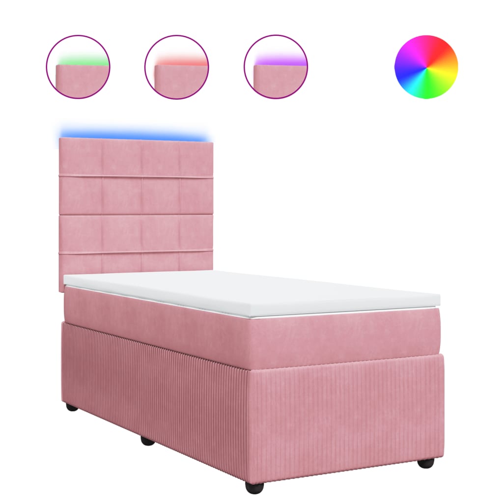 vidaXL Cama box spring con colchón terciopelo rosa 100x200 cm