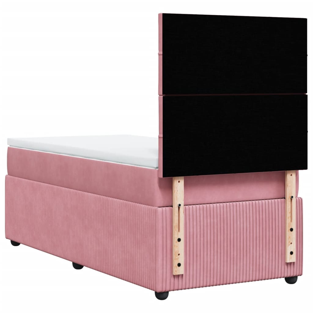 vidaXL Cama box spring con colchón terciopelo rosa 100x200 cm