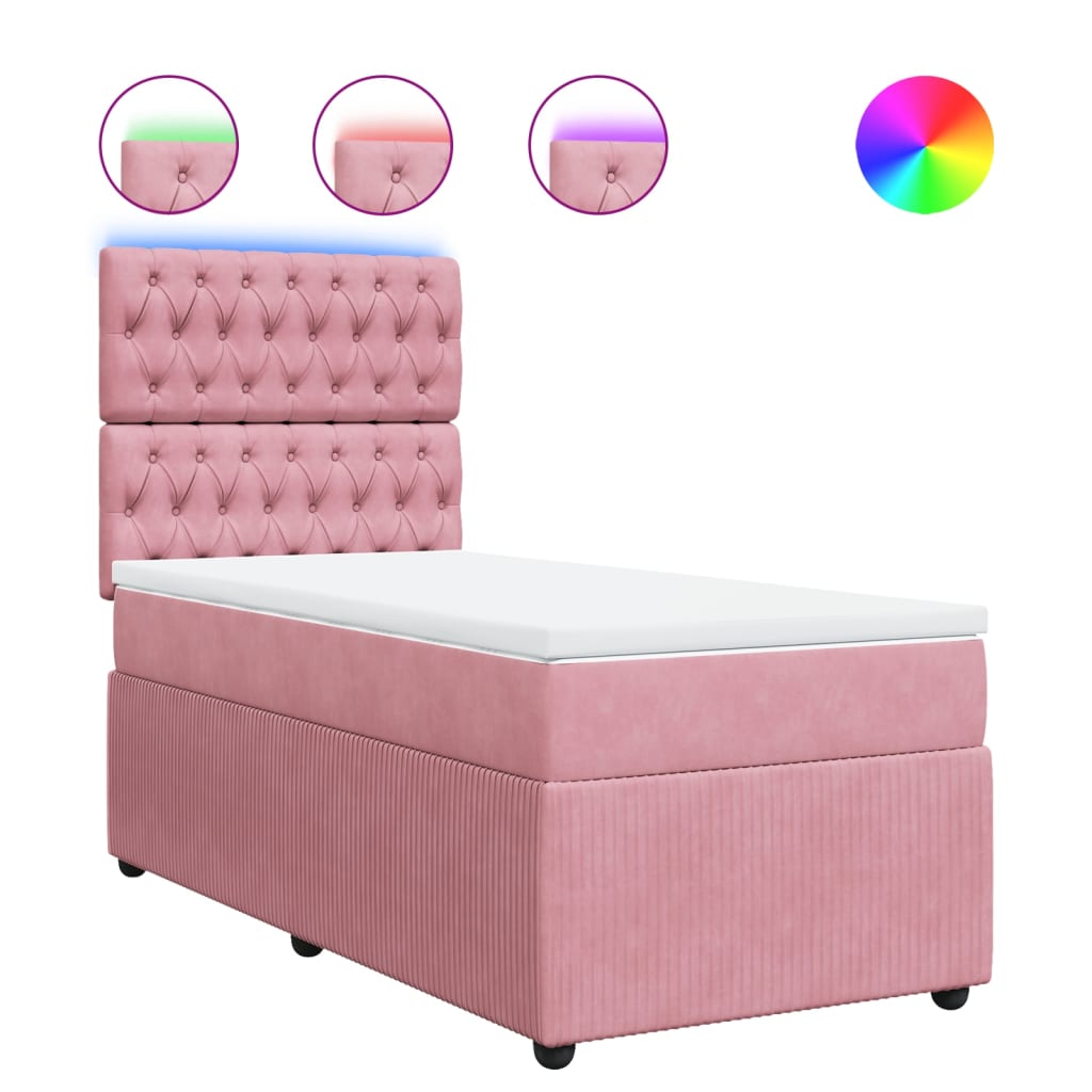 vidaXL Cama box spring con colchón terciopelo rosa 100x200 cm