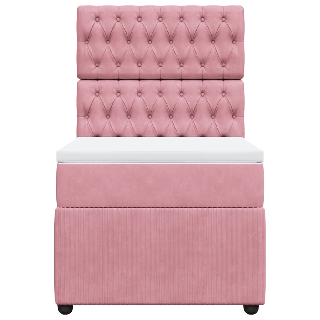 vidaXL Cama box spring con colchón terciopelo rosa 100x200 cm