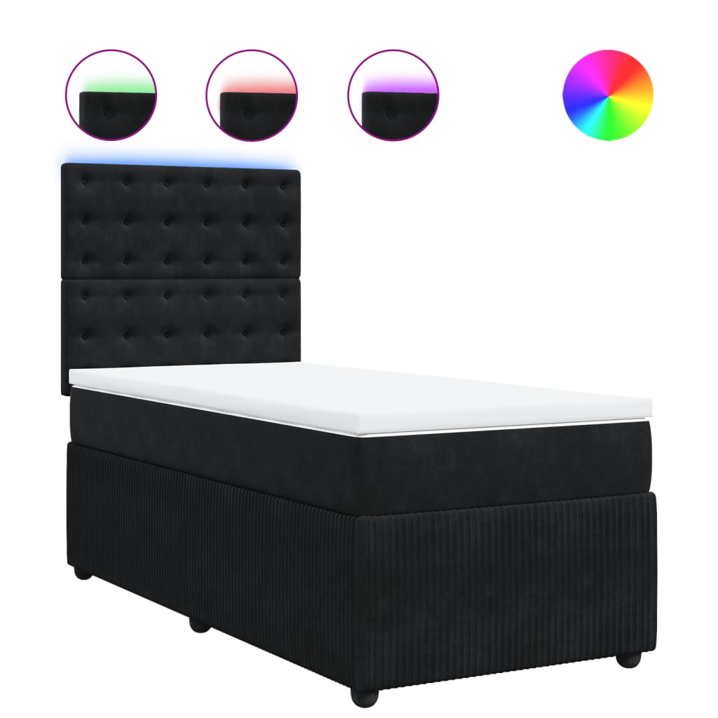 vidaXL Cama box spring con colchón terciopelo negro 100x200 cm