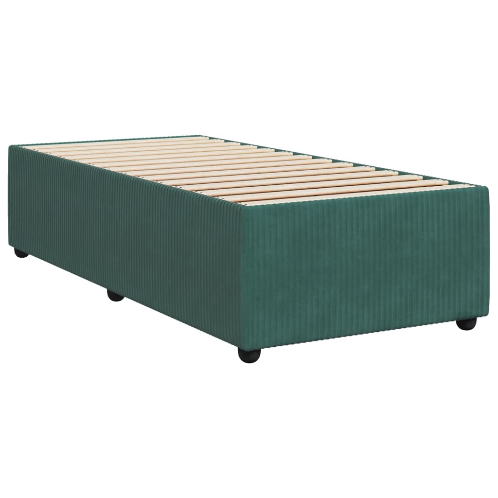 vidaXL Cama box spring con colchón terciopelo verde oscuro 100x200 cm