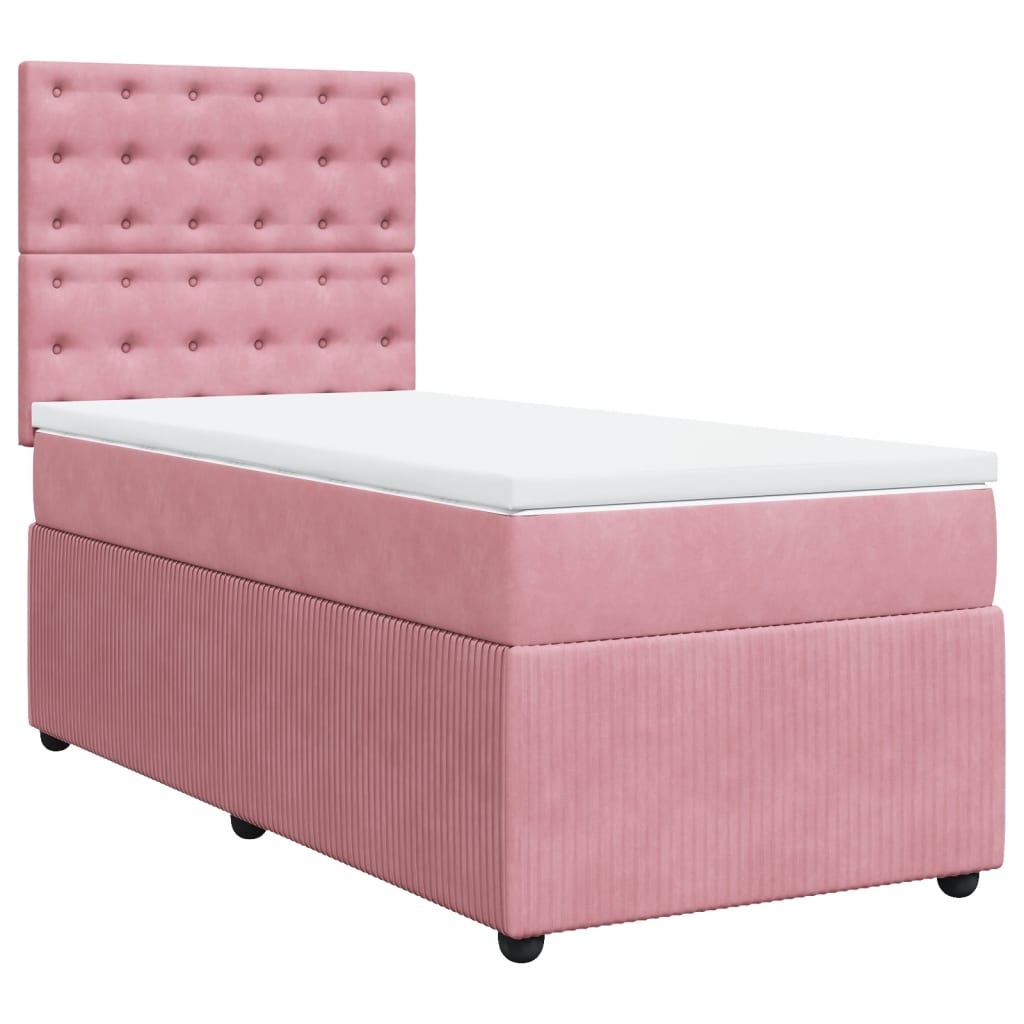 vidaXL Cama box spring con colchón terciopelo rosa 100x200 cm