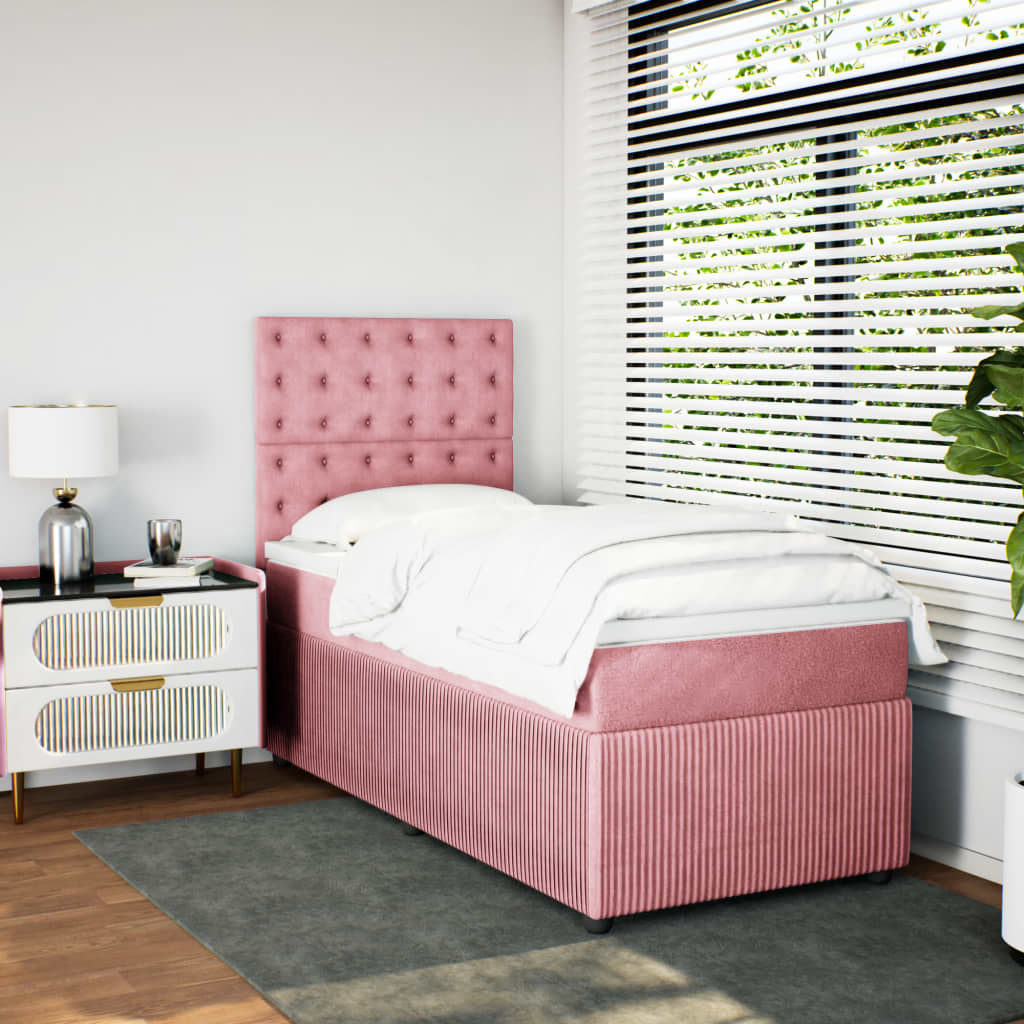 vidaXL Cama box spring con colchón terciopelo rosa 100x200 cm