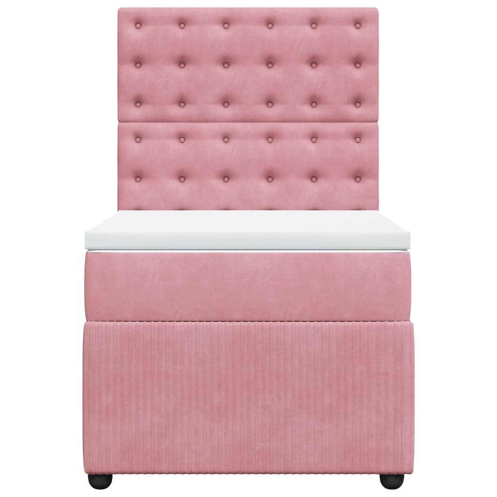 vidaXL Cama box spring con colchón terciopelo rosa 100x200 cm