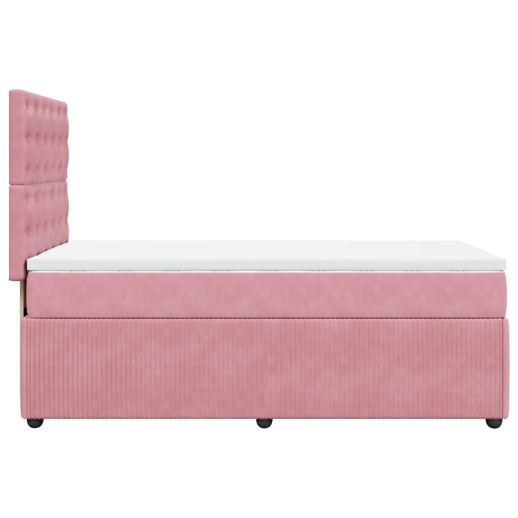 vidaXL Cama box spring con colchón terciopelo rosa 100x200 cm