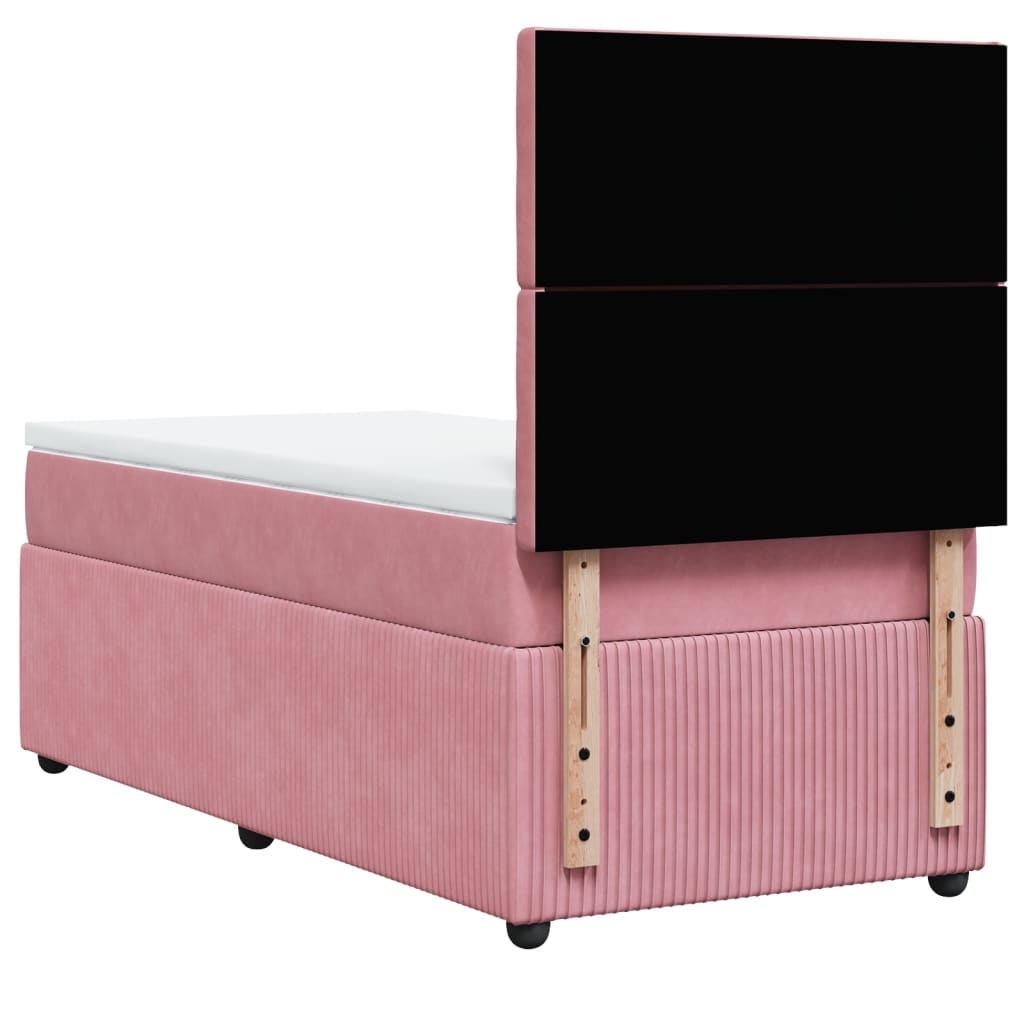 vidaXL Cama box spring con colchón terciopelo rosa 100x200 cm