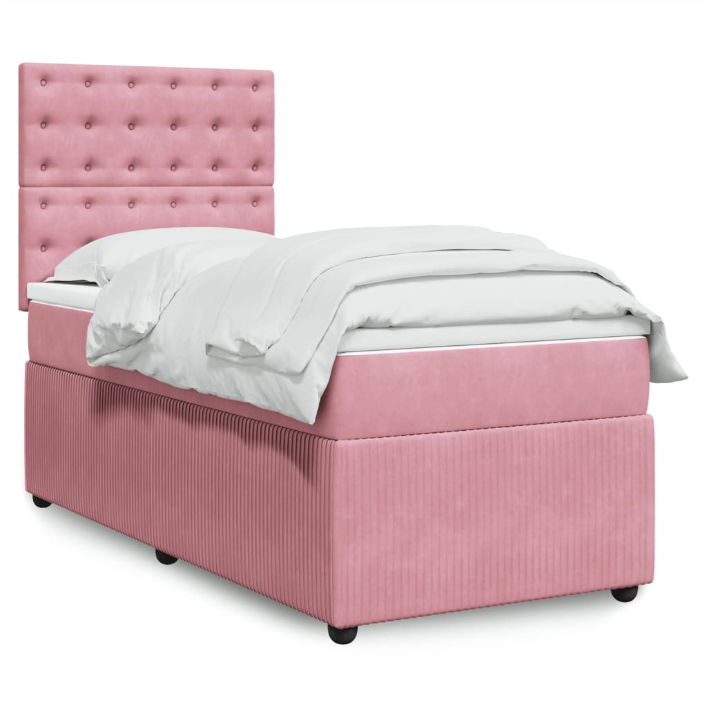 vidaXL Cama box spring con colchón terciopelo rosa 100x200 cm