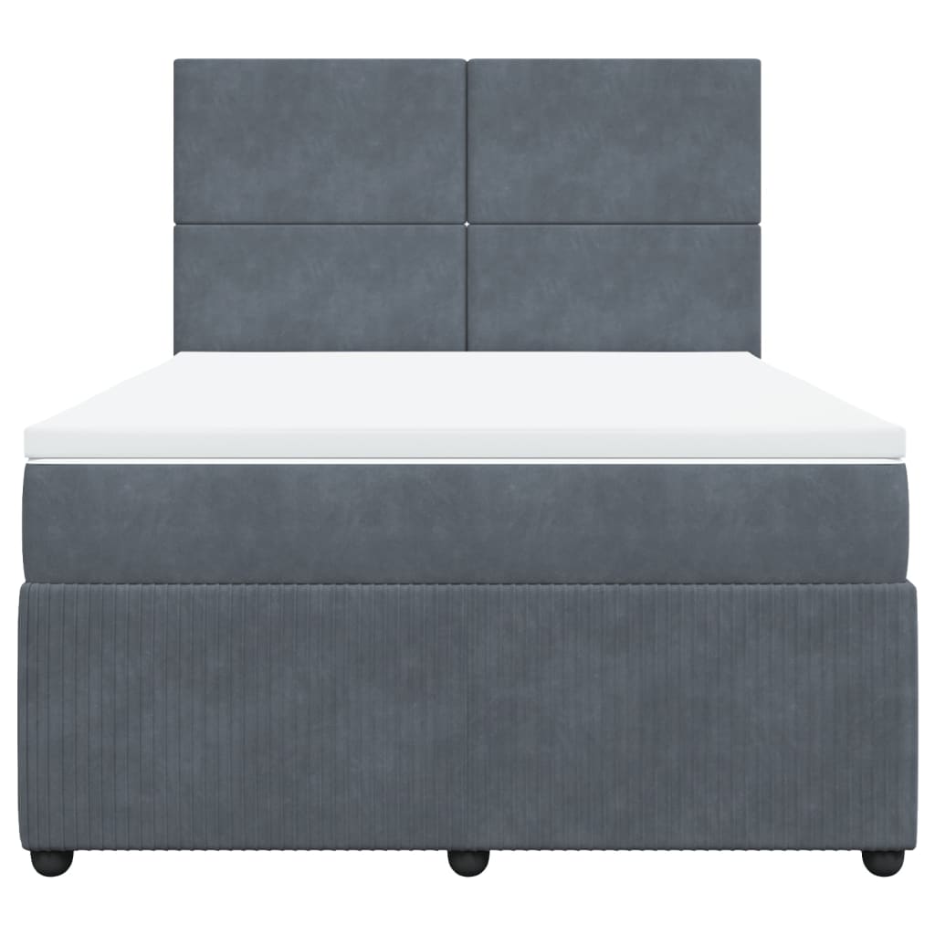 vidaXL Cama box spring con colchón terciopelo gris oscuro 160x200 cm