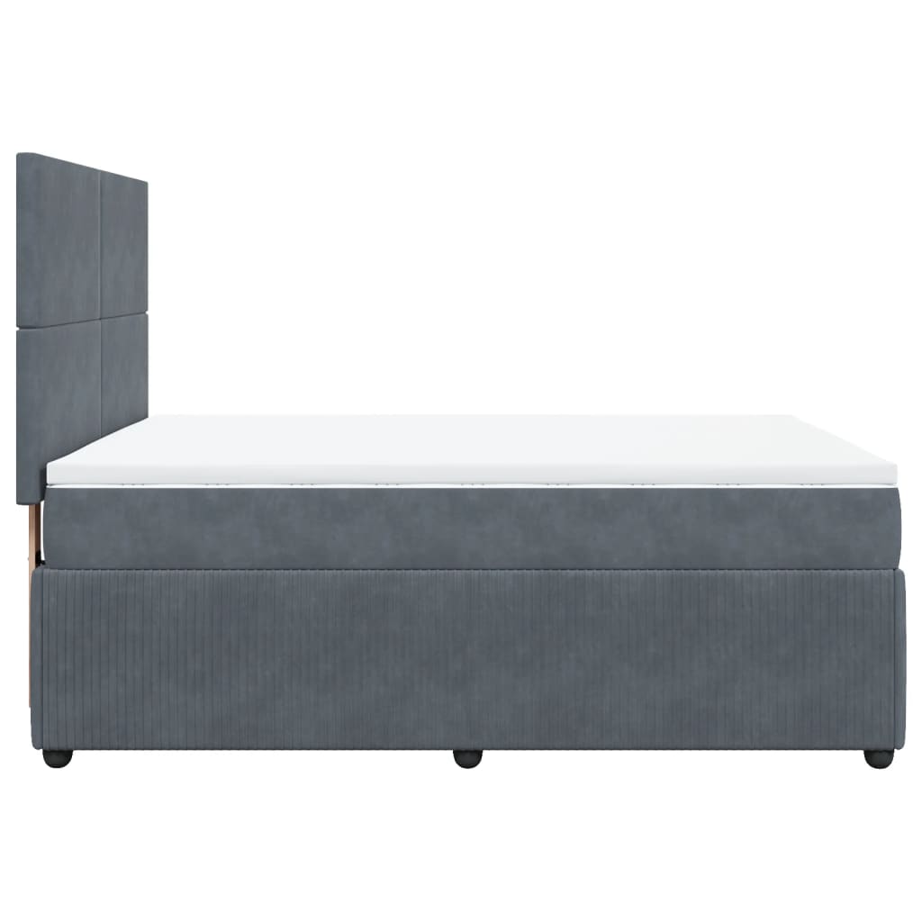 vidaXL Cama box spring con colchón terciopelo gris oscuro 160x200 cm