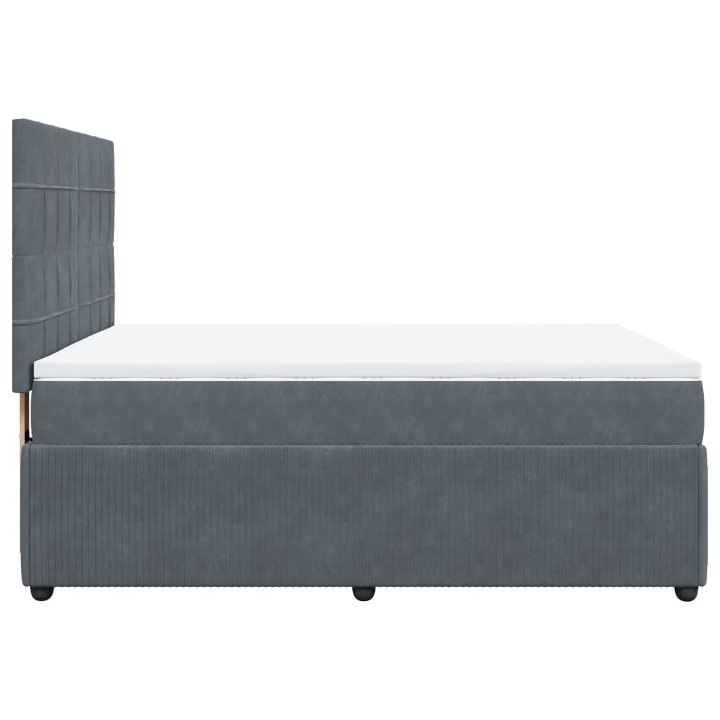 vidaXL Cama box spring con colchón terciopelo gris oscuro 160x200 cm