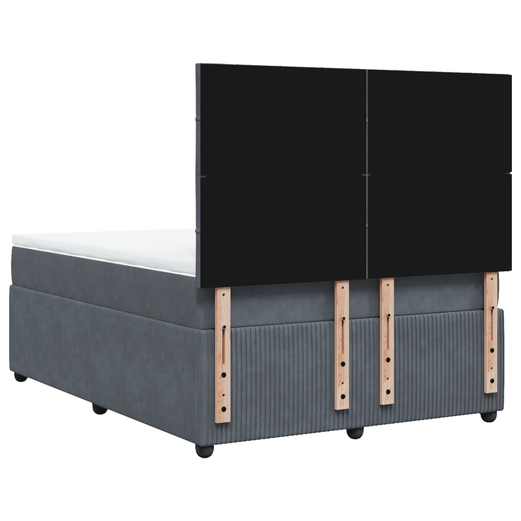 vidaXL Cama box spring con colchón terciopelo gris oscuro 160x200 cm