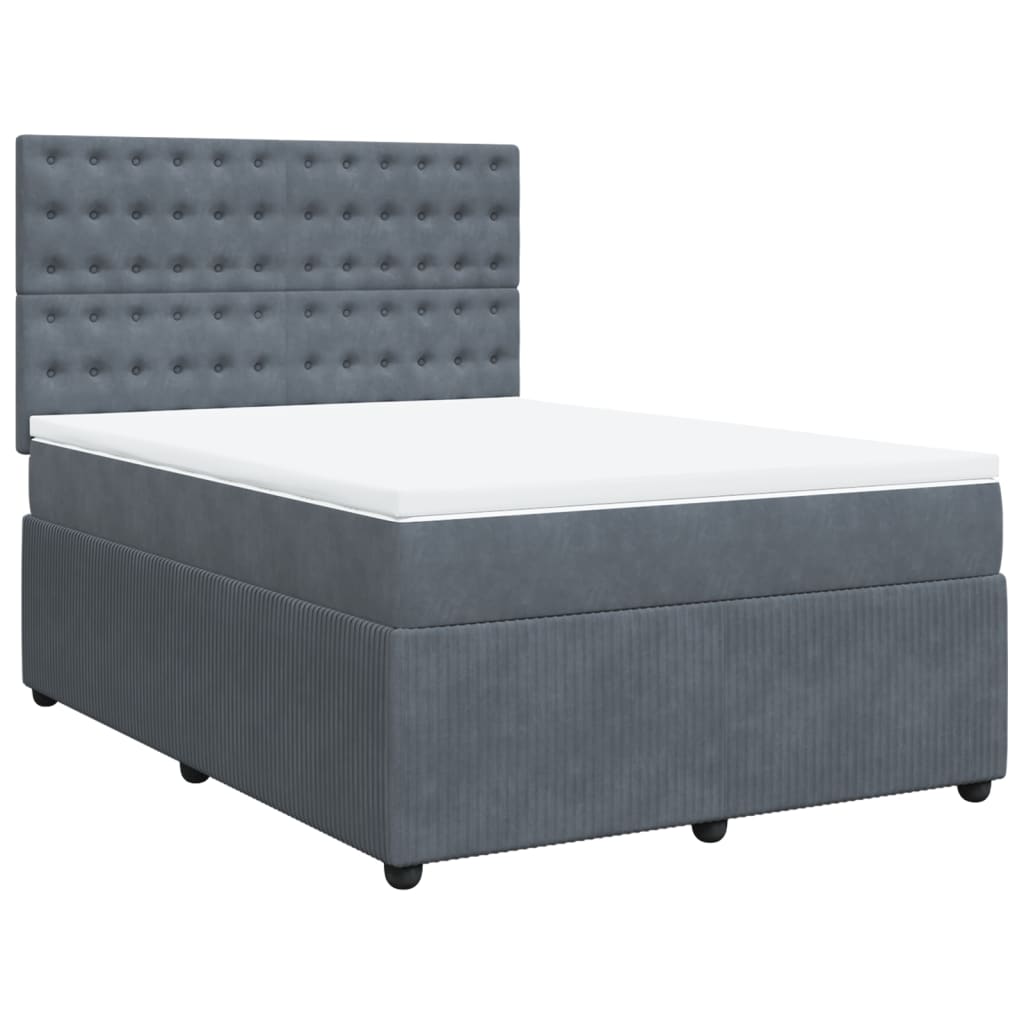 vidaXL Cama box spring con colchón terciopelo gris oscuro 160x200 cm