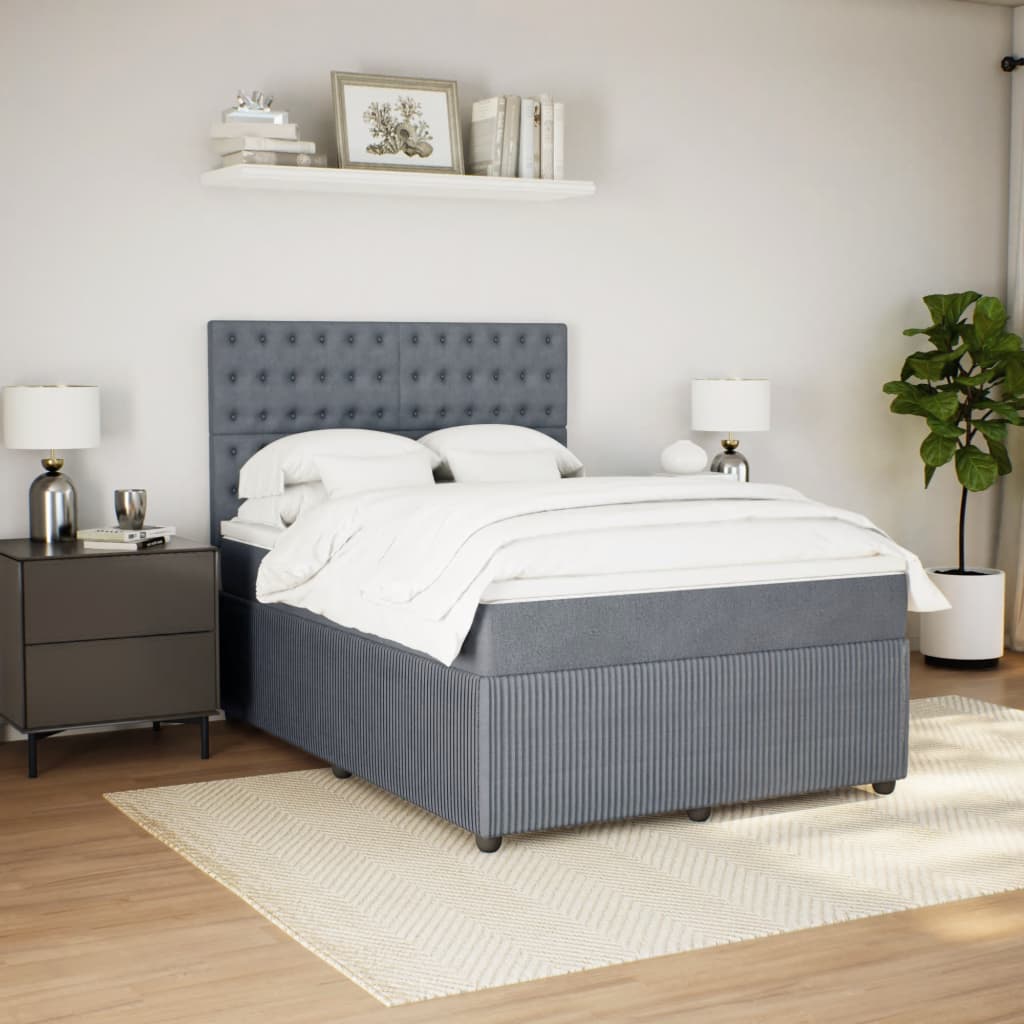 vidaXL Cama box spring con colchón terciopelo gris oscuro 160x200 cm