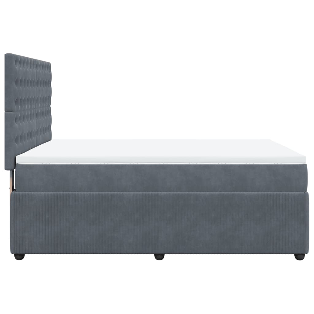 vidaXL Cama box spring con colchón terciopelo gris oscuro 160x200 cm