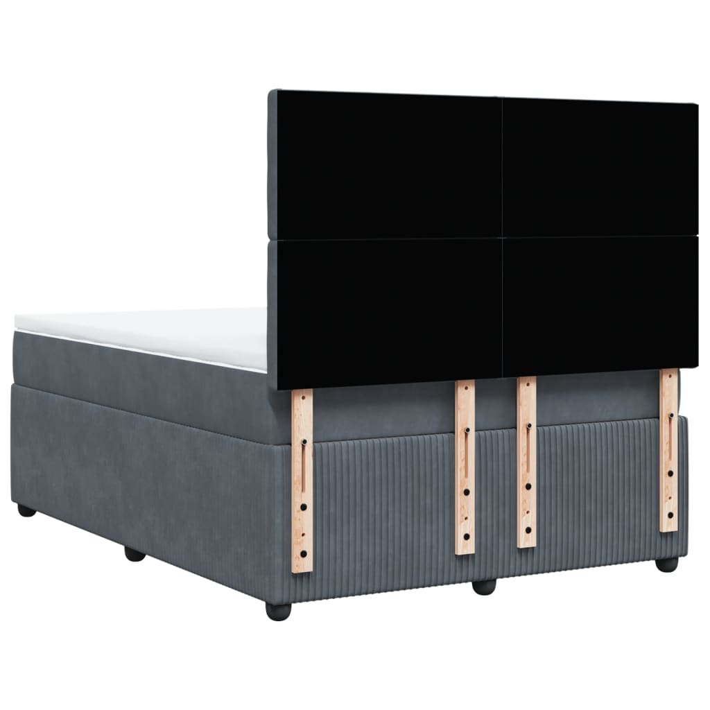 vidaXL Cama box spring con colchón terciopelo gris oscuro 160x200 cm